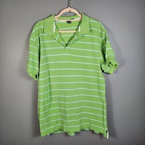 J.Crew Mens XL Polo Shirt 100% Cotton Short Sleeve Green Lt Blue Striped